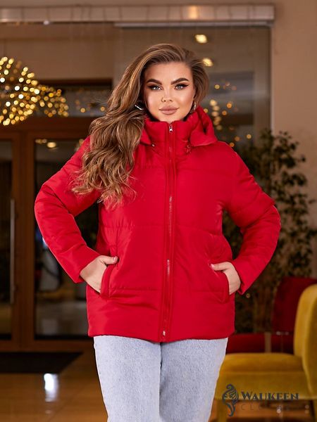 Жіноча весняна куртка червоного кольору р.48/50 406435 406435 фото