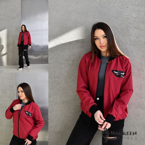 Жіноча куртка бомбер колір бордовий р.52/54 450807 450807 фото