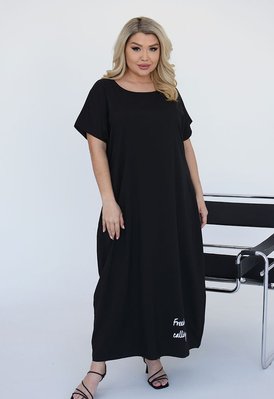 Жіноча сукня вільного крою міді колір чорний р.48/50 459067 459067 фото
