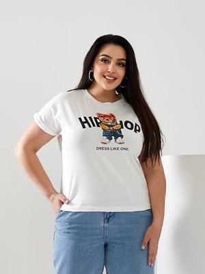 Женская футболка HIP-HOP цвет молочный р.52/54 433166 433167 фото
