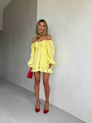 Жіноча сукня міні з мусліну колір жовтий р.42/44 459595 459595 фото