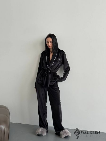 Женская пижама двойка плюш велюр цвет черный р.42/44 452516 452516 фото