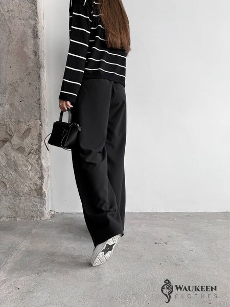 Жіночі брюки з декоративним шнурком колір чорний р.42 451517 451517 фото