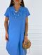 Женское льняное платье свободного кроя голубого цвета р.46/48 359097 359097 фото 8