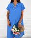 Женское льняное платье свободного кроя голубого цвета р.46/48 359097 359097 фото 7