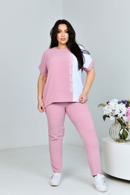 Жіночий прогулянковий костюм двійка колір рожевий р.50 432235 432241 фото
