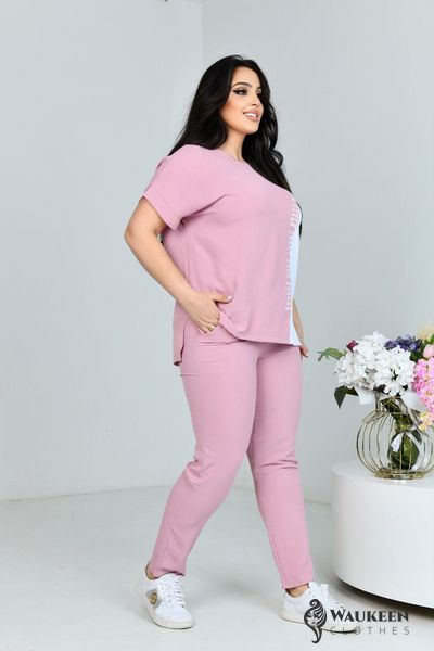 Жіночий прогулянковий костюм двійка колір рожевий р.50 432235 432241 фото