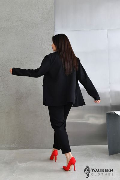 Жіночий костюм брюки та піджак колір чорний р.48/50 452783 452783 фото