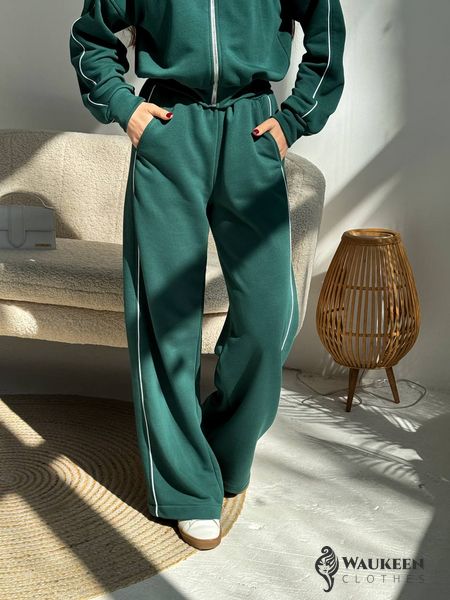 Жіночий костюм з брюками палаццо колір зелений р.42/44 454394 454394 фото