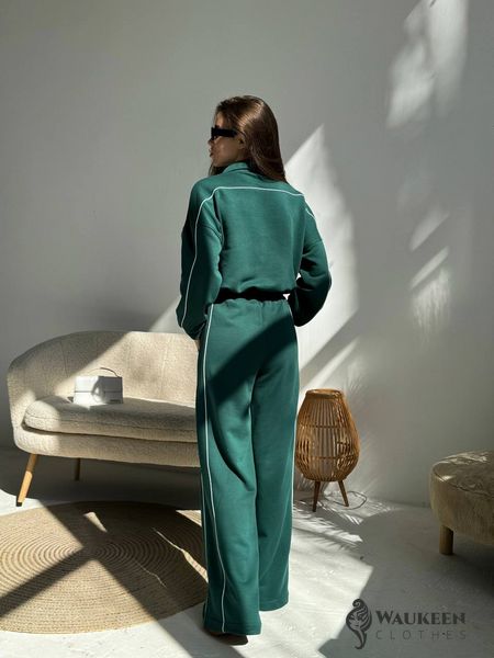 Жіночий костюм з брюками палаццо колір зелений р.42/44 454394 454394 фото
