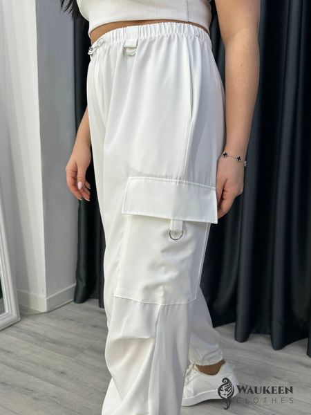 Жіночі штани карго колір білий р.48/50 449624 449624 фото