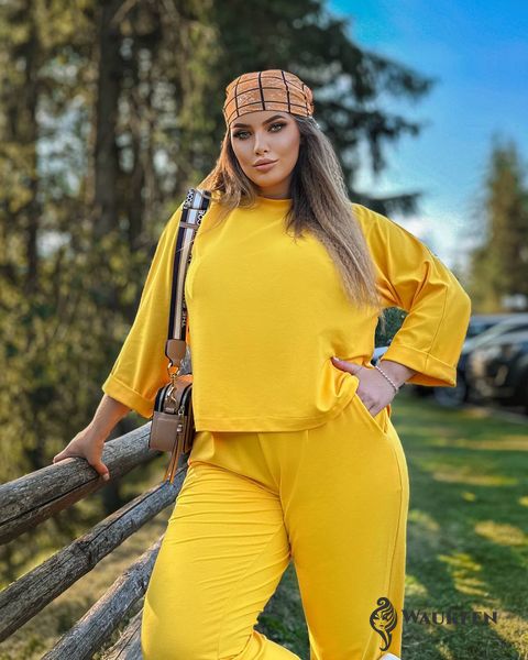 Жіночий прогулянковий костюм колір жовтий р.54/56 441008 441011 фото