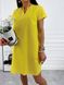 Жіноча лляна сукня вільного крою жовтого кольору р.46/48 359095 359097 фото 4