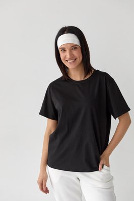 Жіноча базова футболка чорного кольору р.XL 409096 409096 фото