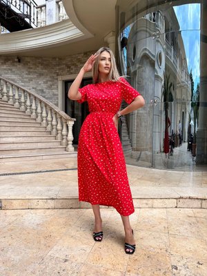 Жіноча сукня із шовкового софту колір червоний р.42/44 455564 455564 фото