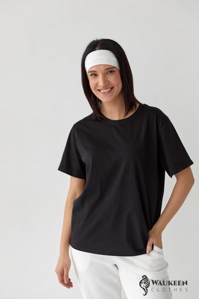 Жіноча базова футболка чорного кольору р.XL 409096 409096 фото