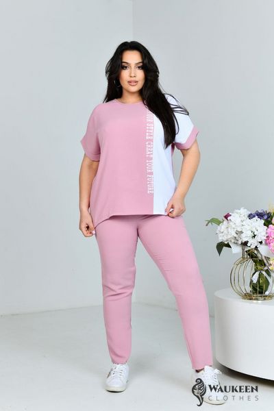 Жіночий прогулянковий костюм двійка колір рожевий р.52 432239 432241 фото