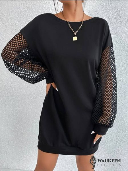 Жіноча сукня туніка з мікро дайвінгу з начосом колір чорний р.46/50 446212 446212 фото