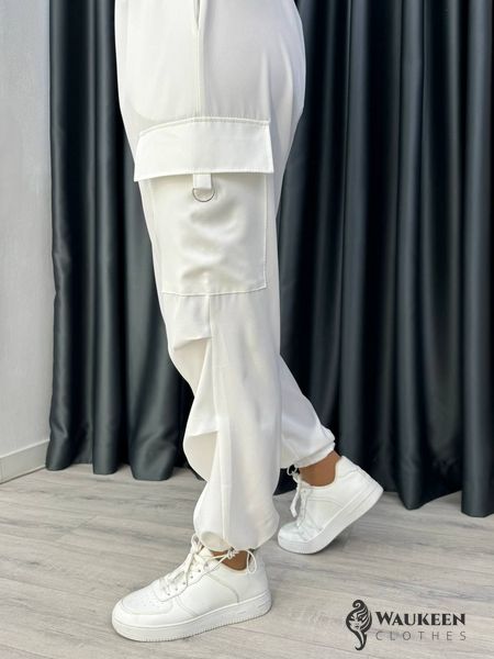 Жіночі штани карго колір білий р.52/54 449772 449772 фото