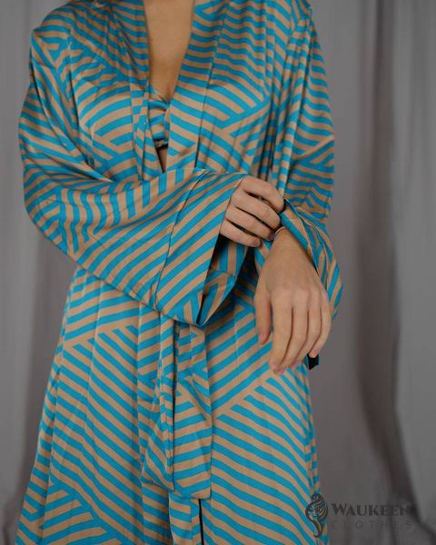 Женский пижамный костюм тройка цвет голубой р.L/XL 448622 448464 фото