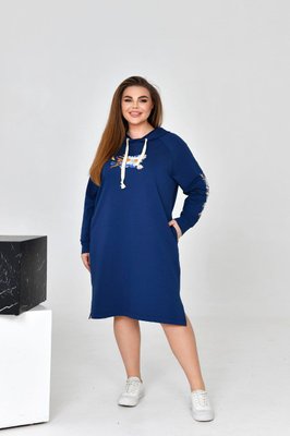 Жіноча сукня спорт з капюшоном колір синій р.52 454331 454331 фото