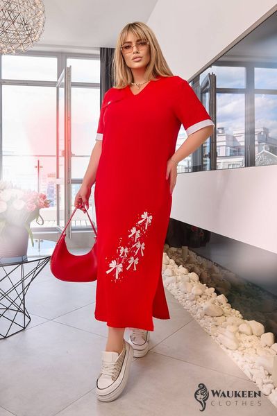 Жіноча вільна сукня із софту колір червоний р.50/52 454732 454732 фото