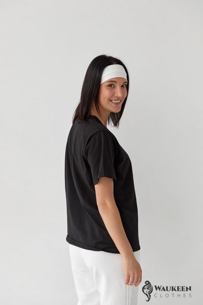 Жіноча базова футболка чорного кольору р.XXL 409097 409097 фото
