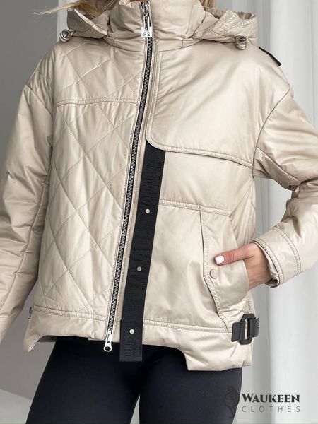 Жіноча тепла куртка колір бежевий р.XL 450287 450287 фото