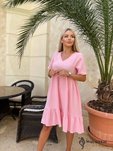 Жіноче плаття з мусліну колір рожевий р.48/52 456278 456278 фото