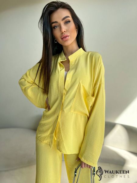 Жіночий костюм-двійка колір жовтий р.48/50 454387 454387 фото