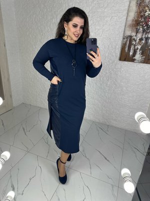 Жіноча сукня міді колір синій р.50/52 449132 449132 фото
