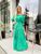 Жіноча довга сукня з рукавом зеленого кольору р.2XL/3XL 386977 386977 фото