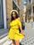 Жіночий костюм топ і спідниця шорти із софту жовтого кольору р.L 378303 378303 фото