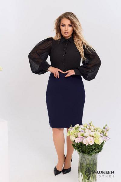 Жіноча блуза з рукавами із легкого шифону чорного кольору розмір р.48/50 374368 380931 фото