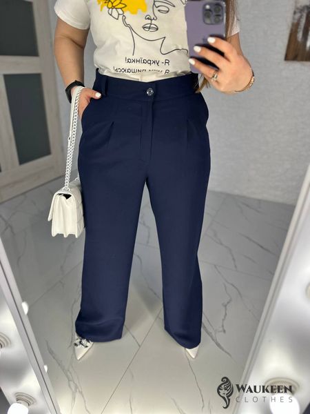 Жіночі штани з високою посадкою колір синій р.44 436790 436790 фото