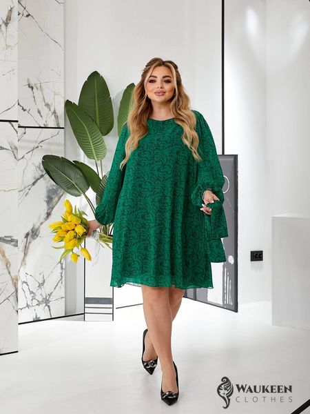 Жіноча сукня із шифону колір зелений р.50/52 454510 454510 фото