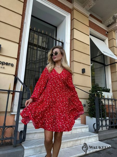 Жіноча сукня колір червоний з квітковим принтом р.оверсайз 450102 450102 фото