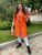 Жіноча куртка-пальто із плащової тканини помаранчевого кольору р.50 406339 406339 фото