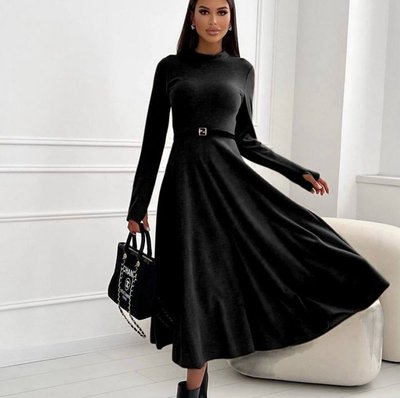 Трикотажне жіноче плаття колір чорний р.50/52 448715 448715 фото
