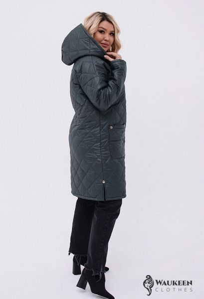 Жіноча тепла стьобана куртка колір пляшка р.64/66 449443 449443 фото