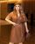 Женское свободное платье из экокожи цвет мокко р.48/50 374372 382413 фото