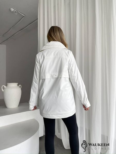 Жіноча тепла куртка колір білий р.L 450314 450314 фото