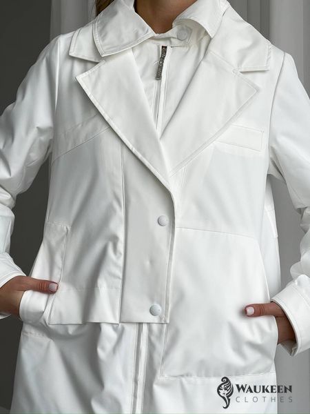 Жіноча тепла куртка колір білий р.L 450314 450314 фото