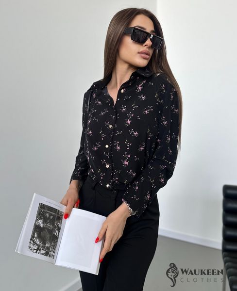 Жіноча блузка софт колір чорний принт р.42/44 454242 454242 фото