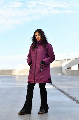 Жіноча куртка-пальто із плащової тканини колір марсал р.48/50 445909 445909 фото