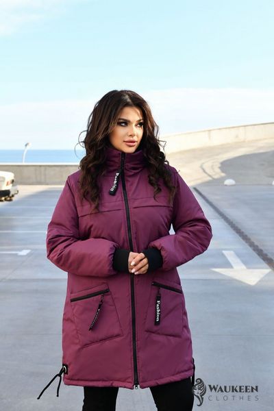 Жіноча куртка-пальто із плащової тканини колір марсал р.48/50 445909 445909 фото