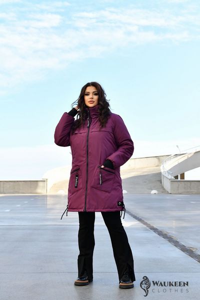 Женская куртка-пальто из плащевки цвет марсал р.48/50 445909 445909 фото