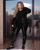 Жіночий костюм двійка лосини з еко шкіри кофта креп дайвінг чорного кольору 405444 405444 фото