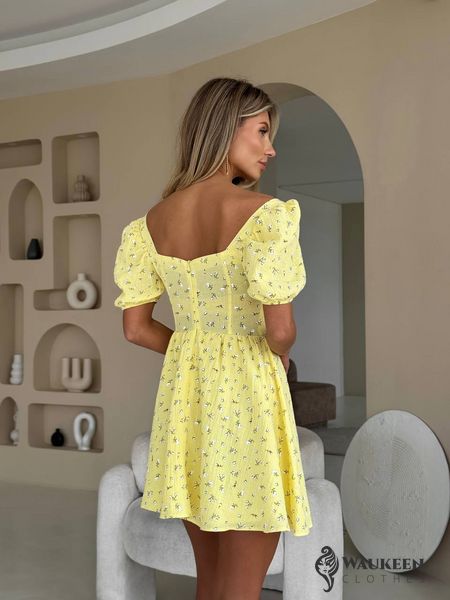 Жіноча сукня міні з мусліну колір жовтий р.42 459486 459486 фото