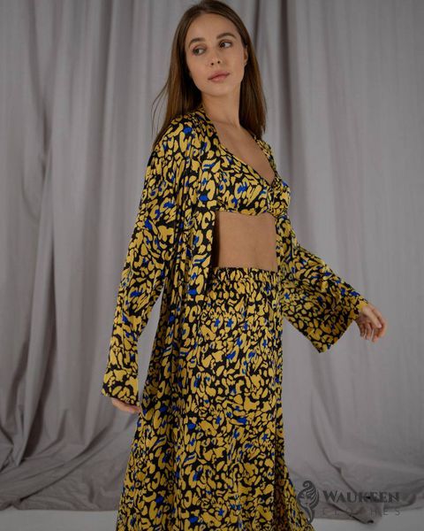 Женский пижамный костюм тройка цвет желтый р.L/XL 448623 448464 фото